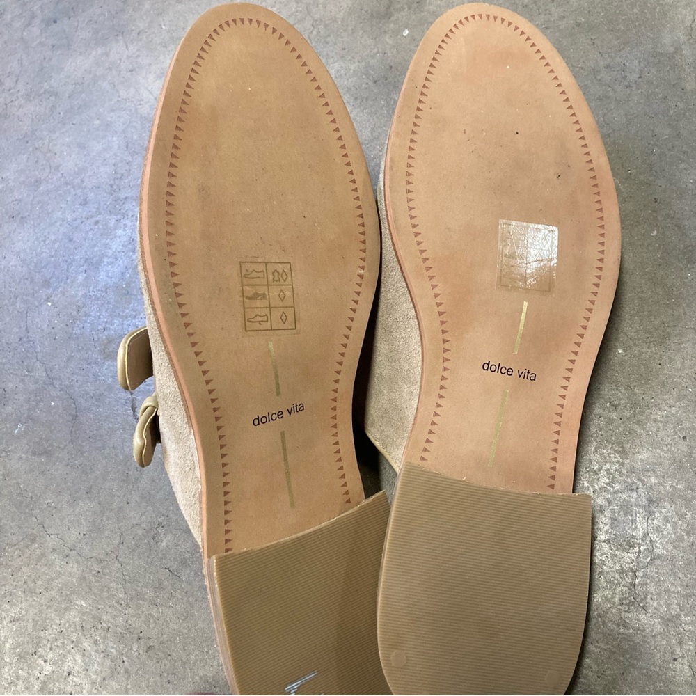 Dolce Vita Haydee Double Buckle Mary Jane Mule Tan Suede Size 8.5 - Picture 6 of 8